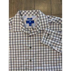 Egara Dress Shirt Men's‎ Size Large Multicolor Check Button Up Slim Fit Non Iron